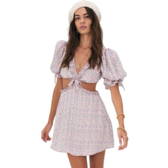 For Love & Lemons Phoebe Floral Cutout Mini Dress Size Small New With Tags - Picture 11 of 16